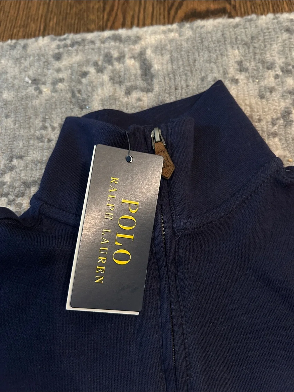 Ralph Lauren Navy Half-Zip Pullover with Gold Pony